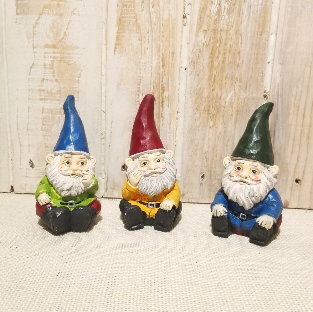 3 Rustic Farmhouse Garden Gnomes